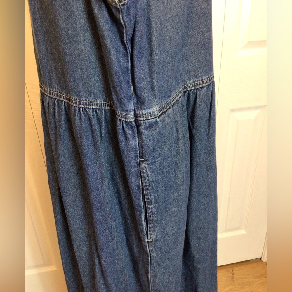 Vintage Original TY Wear Sleeveless Button A-Line Denim Maxi Dress Size 16 - Picture 5 of 7